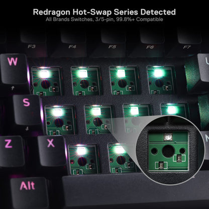 Redragon K530 Pro Draconic 60% Wireless RGB Mechanical Keyboard, Bluetooth/2.4Ghz/Wired 3-Mode 61 Keys Compact Gaming Keyboard w/100% Hot-Swap Socket, Free-Mod Plate Mounted PCB & Tactile Brown Switch