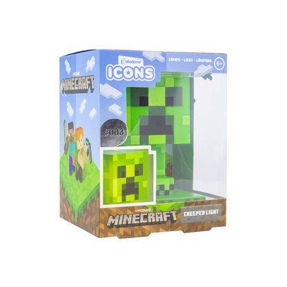 Minecraft Creeper Light, 3D Lamp - Officially Licensed Night Light - 12 cm Tall, Battery Powered, Gaming Room and Bedroom Decor for Minecraft Gamers | Paladone, Green