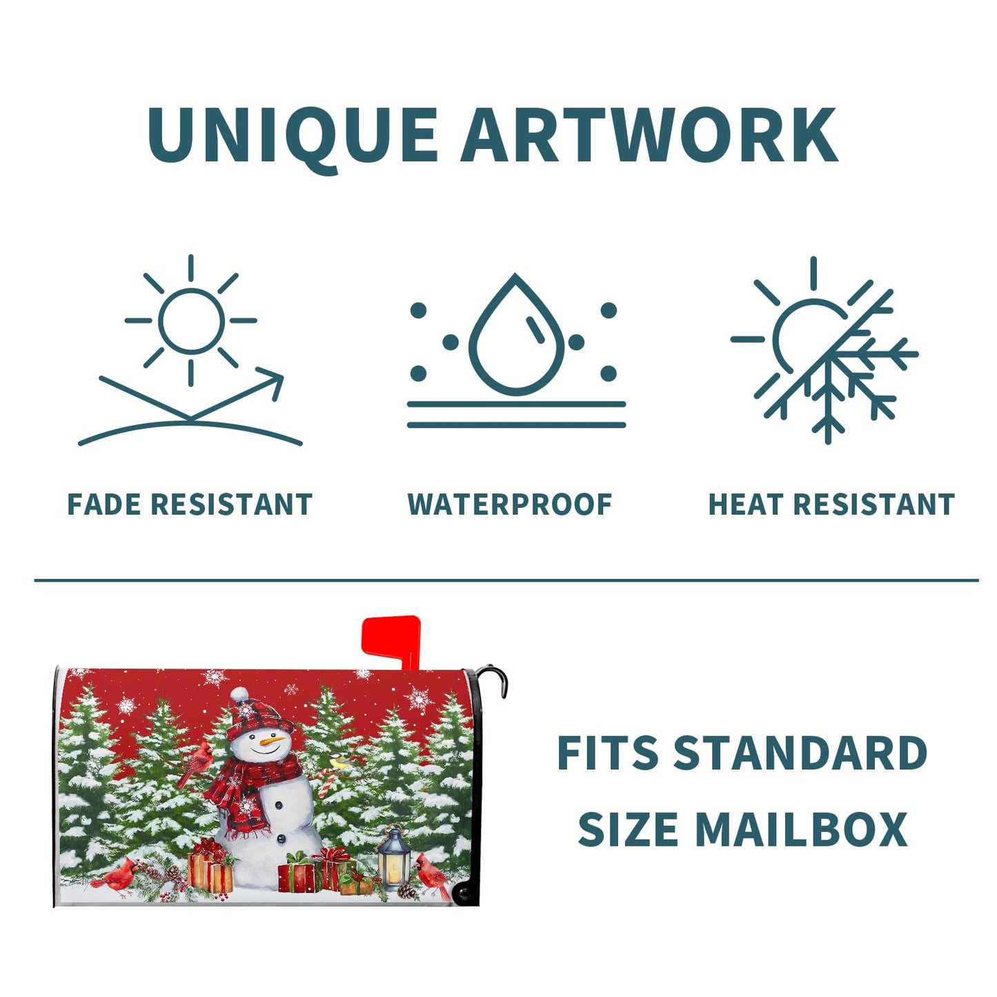 Kawani Christmas Snowman Mailbox Covers Magnetic Standard Size 21"x25.5" Merry Christmas Tree Mailbox Wraps Red Bird Snowflakes Post Letter Box for Holiday Outdoor Decoration