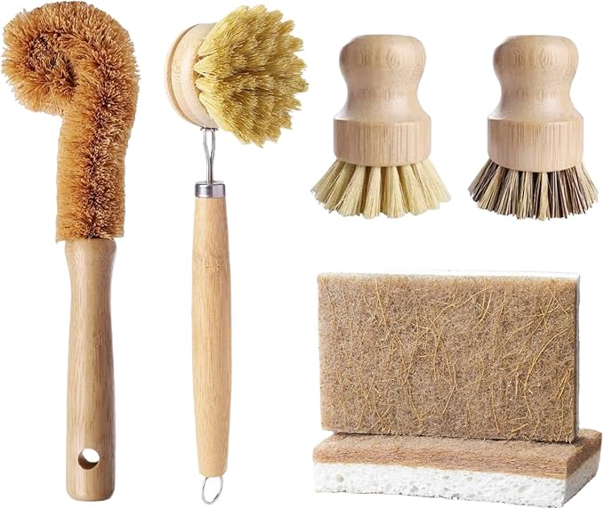 Natural Bamboo Dish Brush Set
