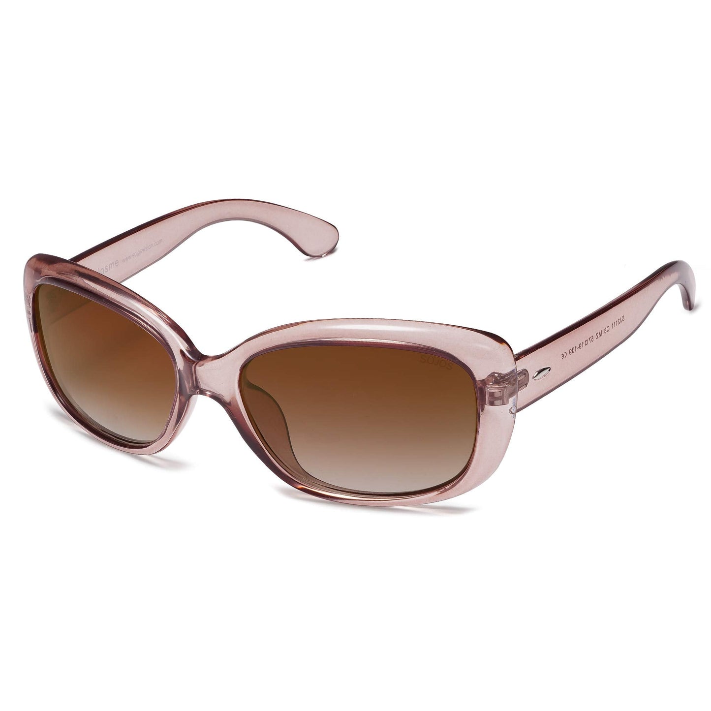 SOJOS Vintage Square Sunglasses for Women Polarized UV Protection Havana Frame SJ2111 with Transparent Brown Frame With Gradient Brown Lens