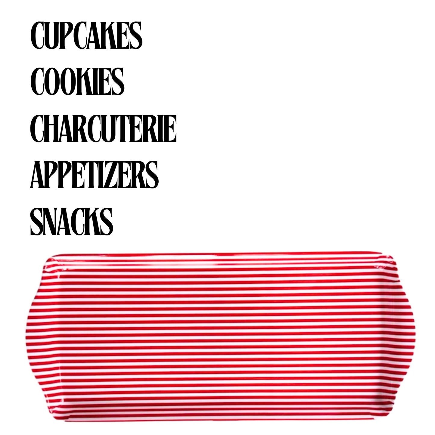 Sprinkles & Confetti Red Stripe Melamine Cookie Tray BPA-Free, Break-Resistant, Lightweight Platter for Cookies, Desserts & Snacks - Perfect for 4th of July Parties, BBQs & Picnics
