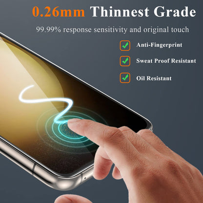 YMHML 3 Pack for Samsung Galaxy S23 Screen Protector Tempered Glass Upgrade Fingerprint Unlock Compatible for 3 Pack Camera Lens Protector, HD Clear Case Friendly Full Screen Protector for Galaxy S23