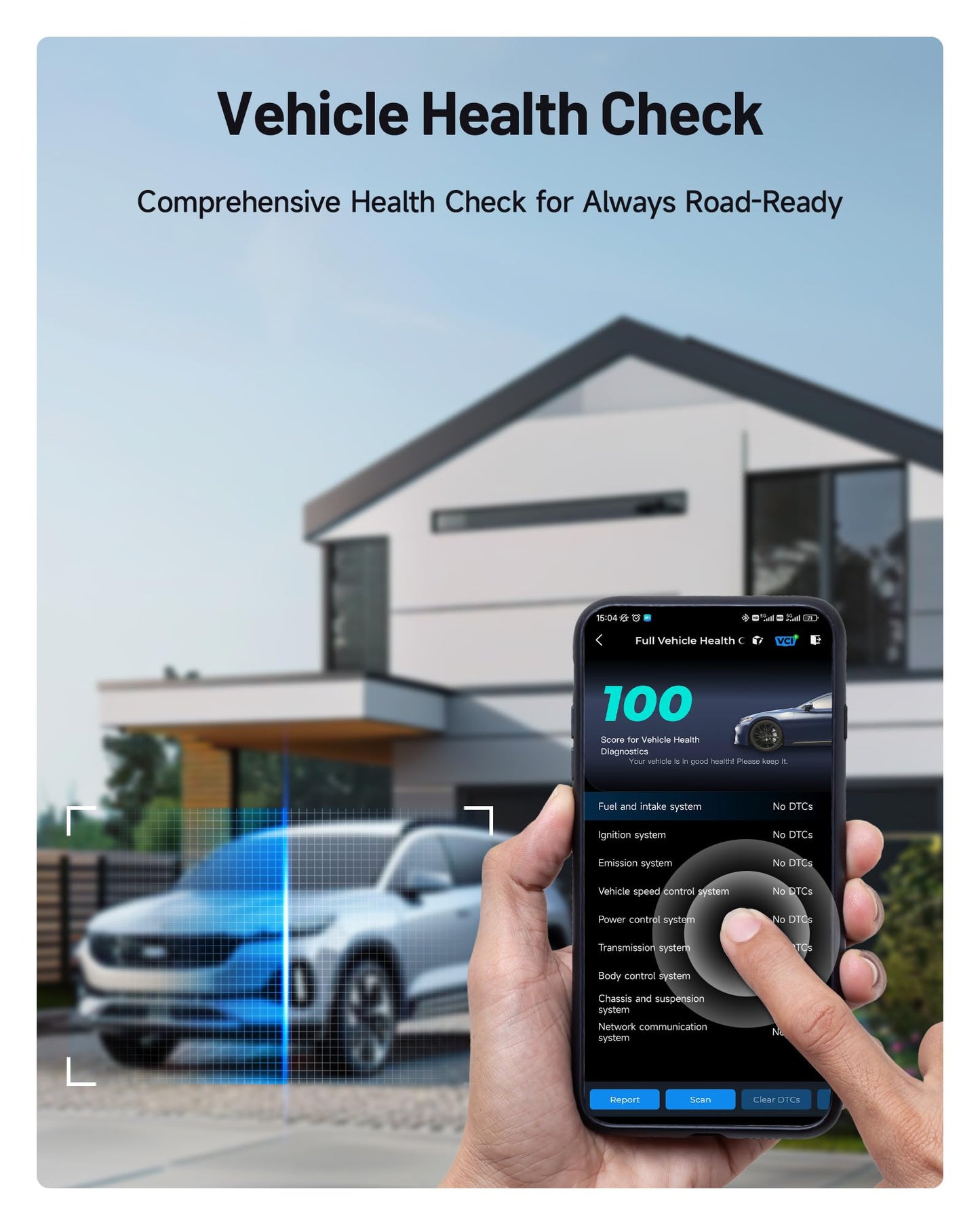 TOPDON Carpal OBD2 Scanner Bluetooth - Scanner for Car, All System Diagnostic Tool for iOS & Android, Vehicle Health Check, 6 Maintenance Services, Smog Check, Repair Guide, Performance Test-Black