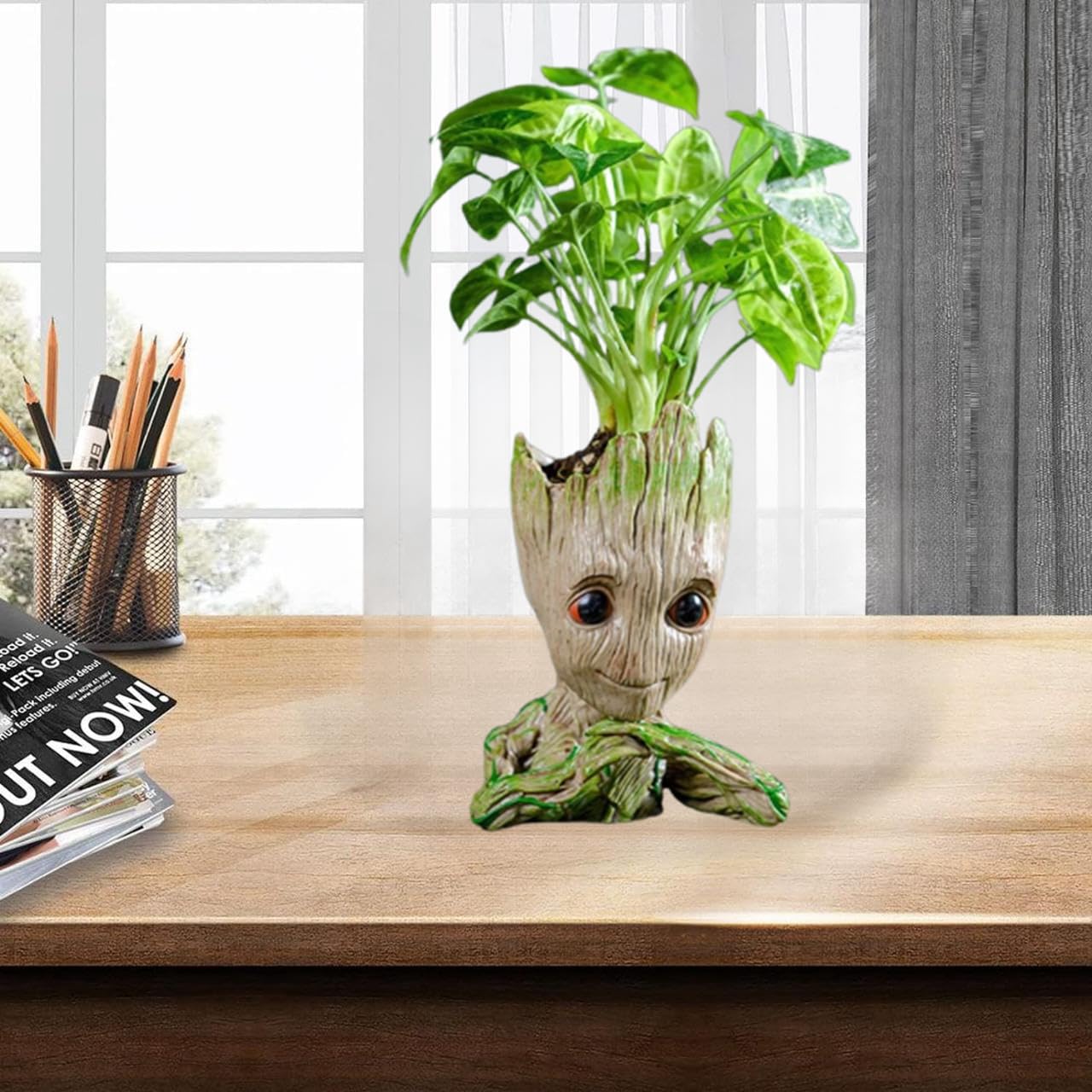 WT WINGTENG Unique Planter for Indoor Plants Pot Cactus Cute Flowerpot with Drainage Hole,Funny Succulent Planters Home Decor Adorable Christmas Birthday Gift for Plant Lovers -6 inch