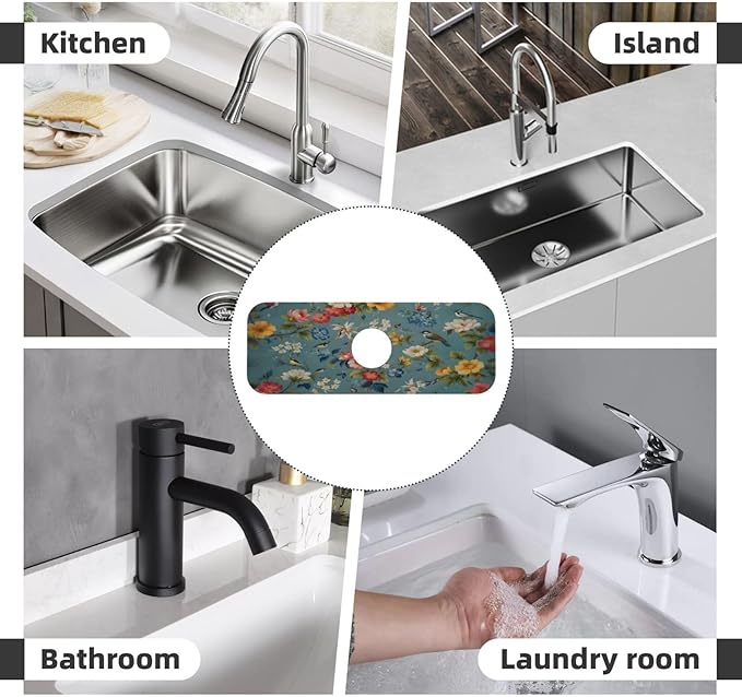 Flowers Kitchen sink faucet pad, strong water absorption, anti slip, very