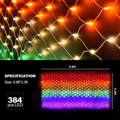 Leisure world Rainbow Pride Flag Lights 384 LEDs – 6.6ft x 3.3ft Waterproof Net Light with 8 Modes for Yard, Garden, Pride Month & Party Decor
