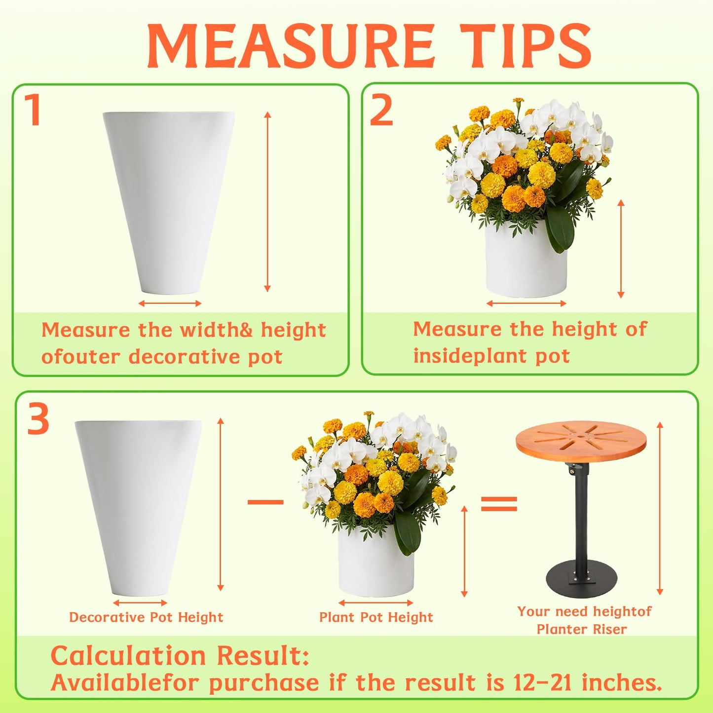 EXCELFU Adjustable Plant Risers for Inside Pots,12-21” Planter Inserts for Large Pots,Planter Filler Lift Insert Bottom of Tall Flower Pot and Large Plant Containers,8" Base, 10" Top-2pack
