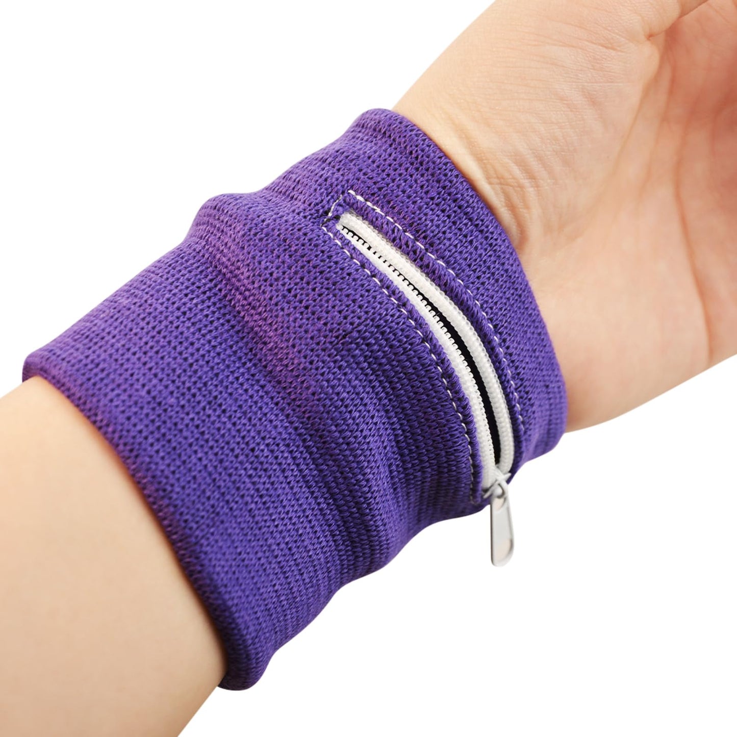 6Pcs Wrist Wallet with Zipper, Cotton Absorb Sweatband Zipper Wrist Pouch for Keys/ID Cards/Cash, Sweat Wristbands Women Men Outdoor for Running/Walking/Basketball/Football/Tennis/Hiking/Workout
