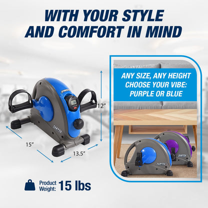 Stamina Mini Exercise Bike with Smooth Pedal System - Portable Pedal Exerciser - Cardio Equipment Fitness Bike - Stationary Bike for Home Workout - Blue