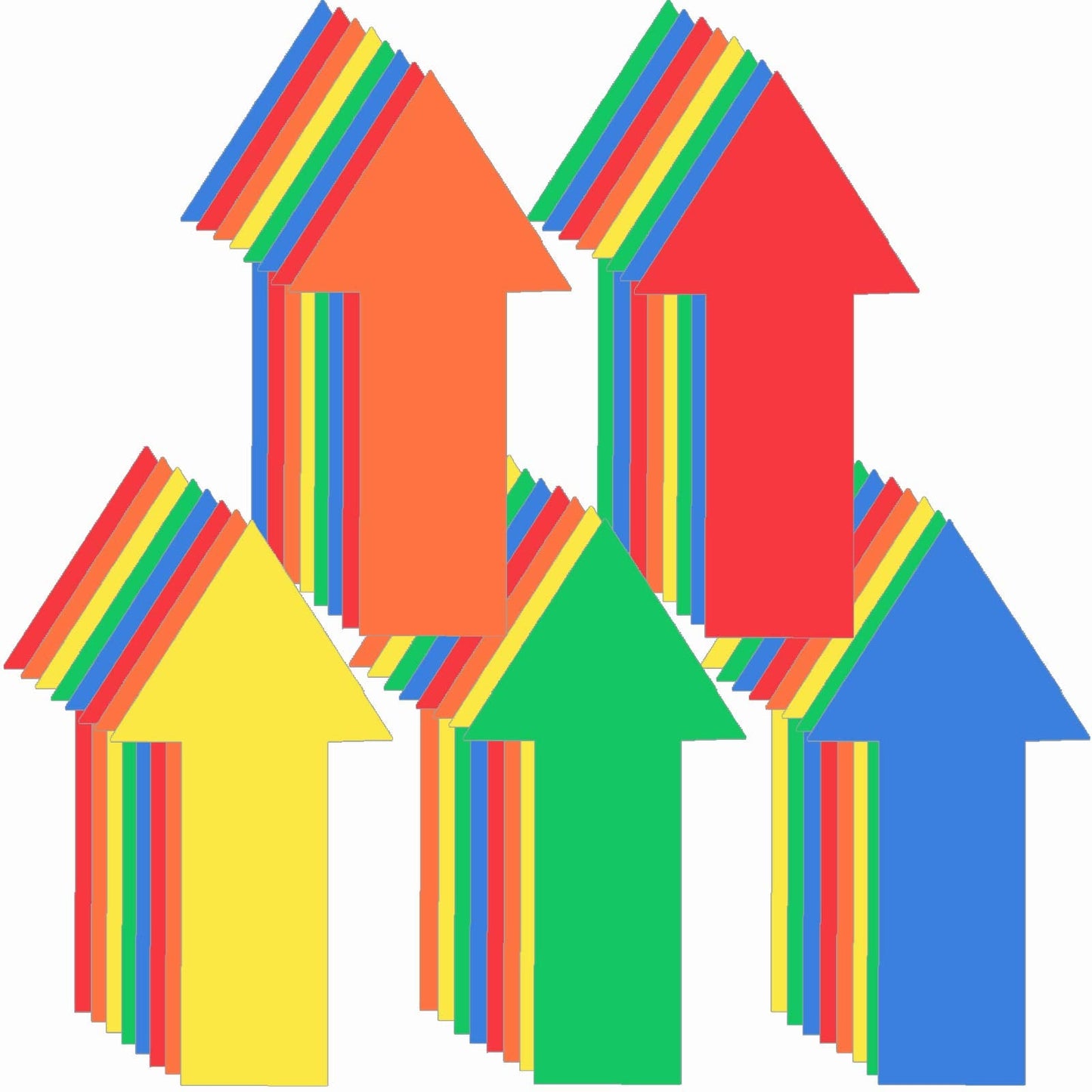 40 Pieces 8 Inch Arrow Sticker,Removable Adhesive Directional Sign Floor Decal Waterproof Arrow Marking Safe Road Instructions Sticker(Dark Blue, Green, Red, Orange, Yellow)