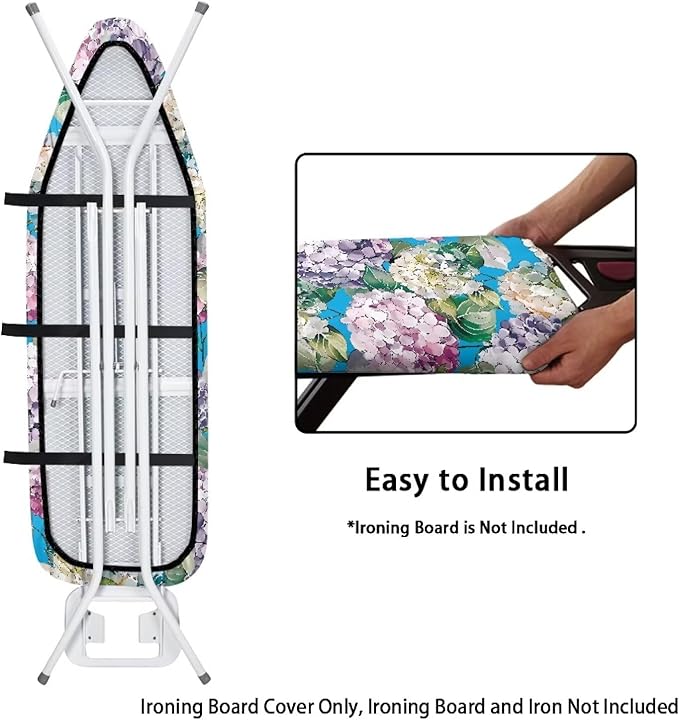 Hydrangea Ironing Board Cover Non Stick Scorch Ironing Board Cover and Pad