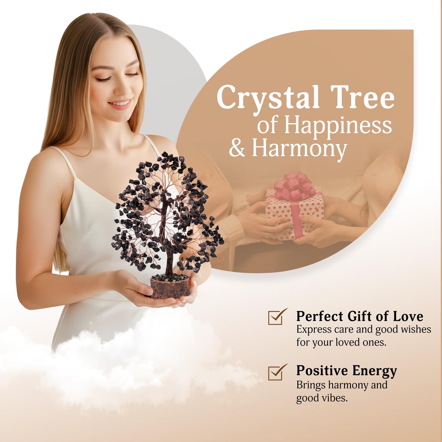 YATSKIA Black Tourmaline Crystal Tree for Positive Energy, Crystal Tree of Life Decor, Feng Shui Decor, Crystals Decor, Spritiual Gift, Meditation Accessories