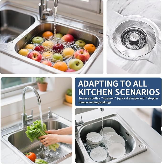 3-in-1 Kitchen Sink Drain Strainer