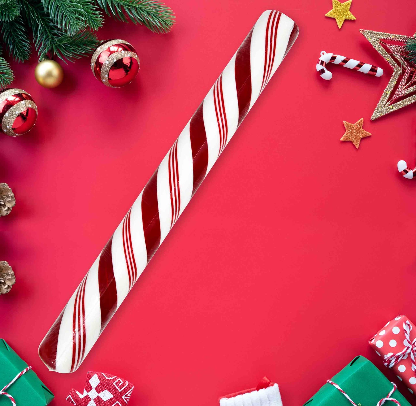 Giant Candy Cane Stick Peppermint Flavor 2 lb Large Red White Striped