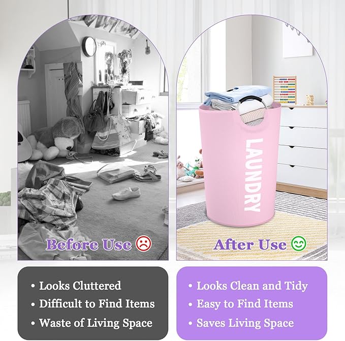 125L Pink Laundry Basket, Extra Large Clothes Basket