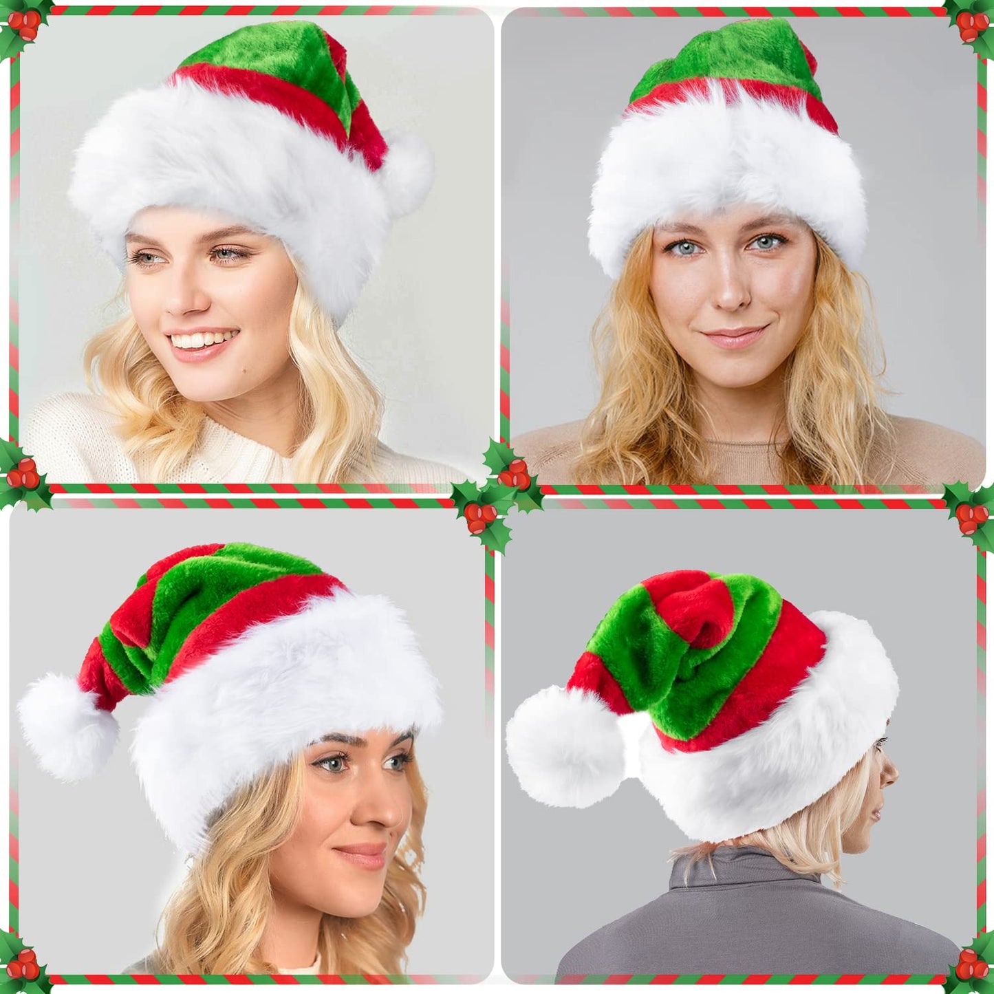 Beinline Santa Hat, Large Christmas Claus Hat for Unisex Adults, Thicken Velvet Comfort Classic Gift for Women, Men, Christmas New Year Festive Holiday Party Supplies