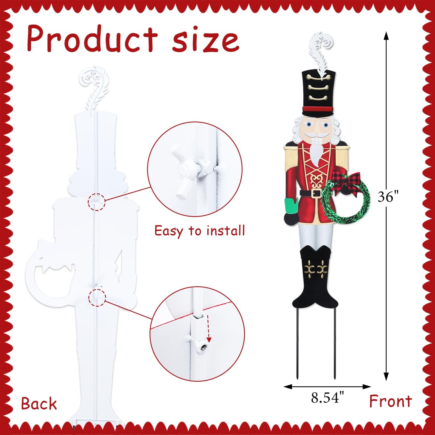Christmas Yard Sign Decorations Outdoor Christmas Nutcracker Wreath Yard Signs with Metal Stakes for Xmas Holiday Party Lawn Sign Garden Decor Outdoor Yard Signs