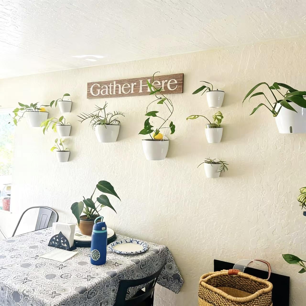 3 Pack Self Watering Wall Hanging Planter Pots Vertical Garden Window Hang Mount Indoor Outdoor Plant Flower Basket for Kitchen Herbs Balcony Railing Shelf Fence Bedroom Trellis Decor Modern White Box