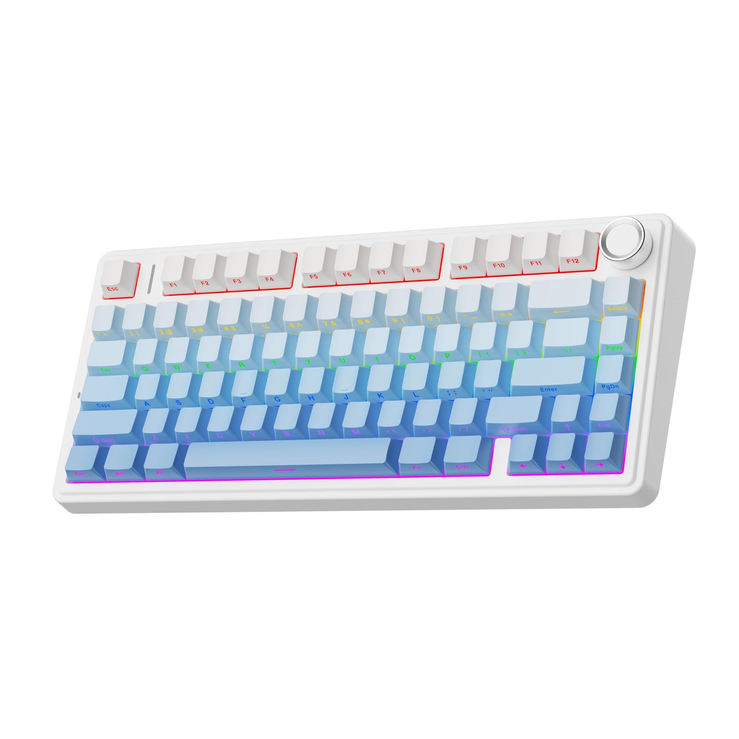 EPOMAKER x Aula F75 Gasket Mechanical Keyboard, 75% Wireless Hot Swappable Gaming Keyboard with Five-Layer Padding&Knob, Bluetooth/2.4GHz/USB-C, RGB (Light Blue, LEOBOG Reaper Switch)