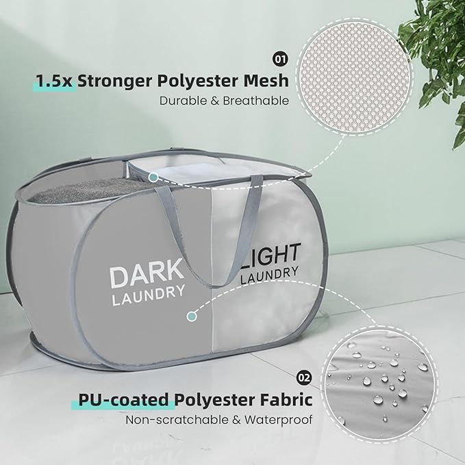 TECHMILLY Collapsible Laundry Basket Durable Pop Up Hamper