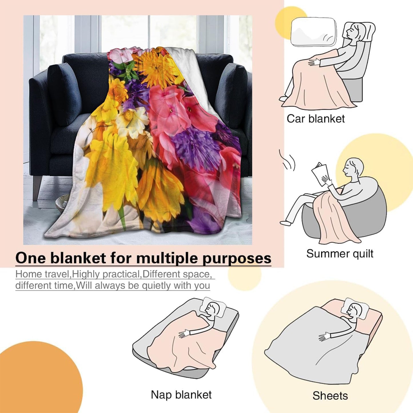 TRYYN Tropical Botanical Throw Blanket, Vibrant Hibiscus Floral and Palm Leaf, Soft Flannel Fleece, 50x60 Inch, Couch Living Room Blankets for Women Nature Lovers, Cozy Summer Home Decor Gifts