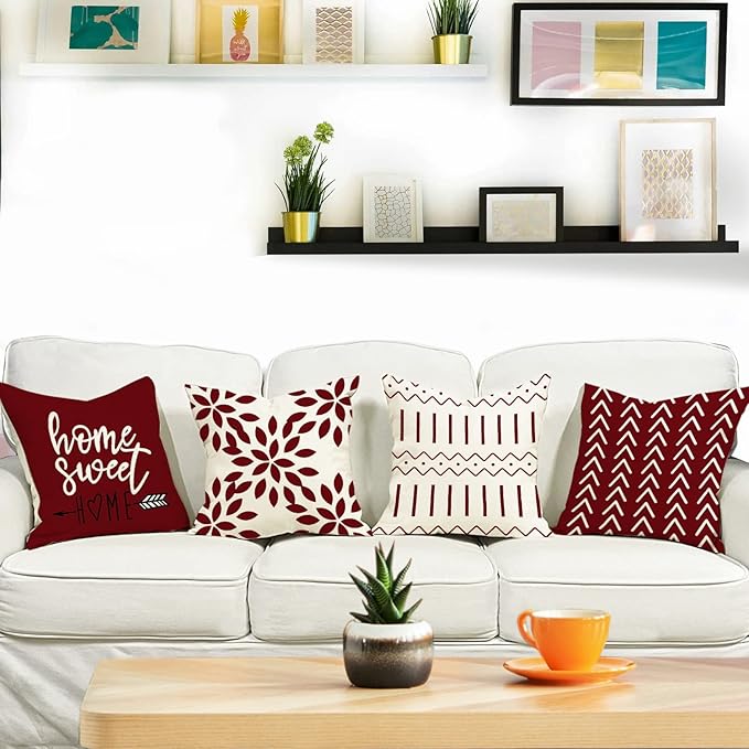 YCOLL Christmas Pillow Covers 20x20 Set of 4, Modern Sofa Throw Pillow Cover