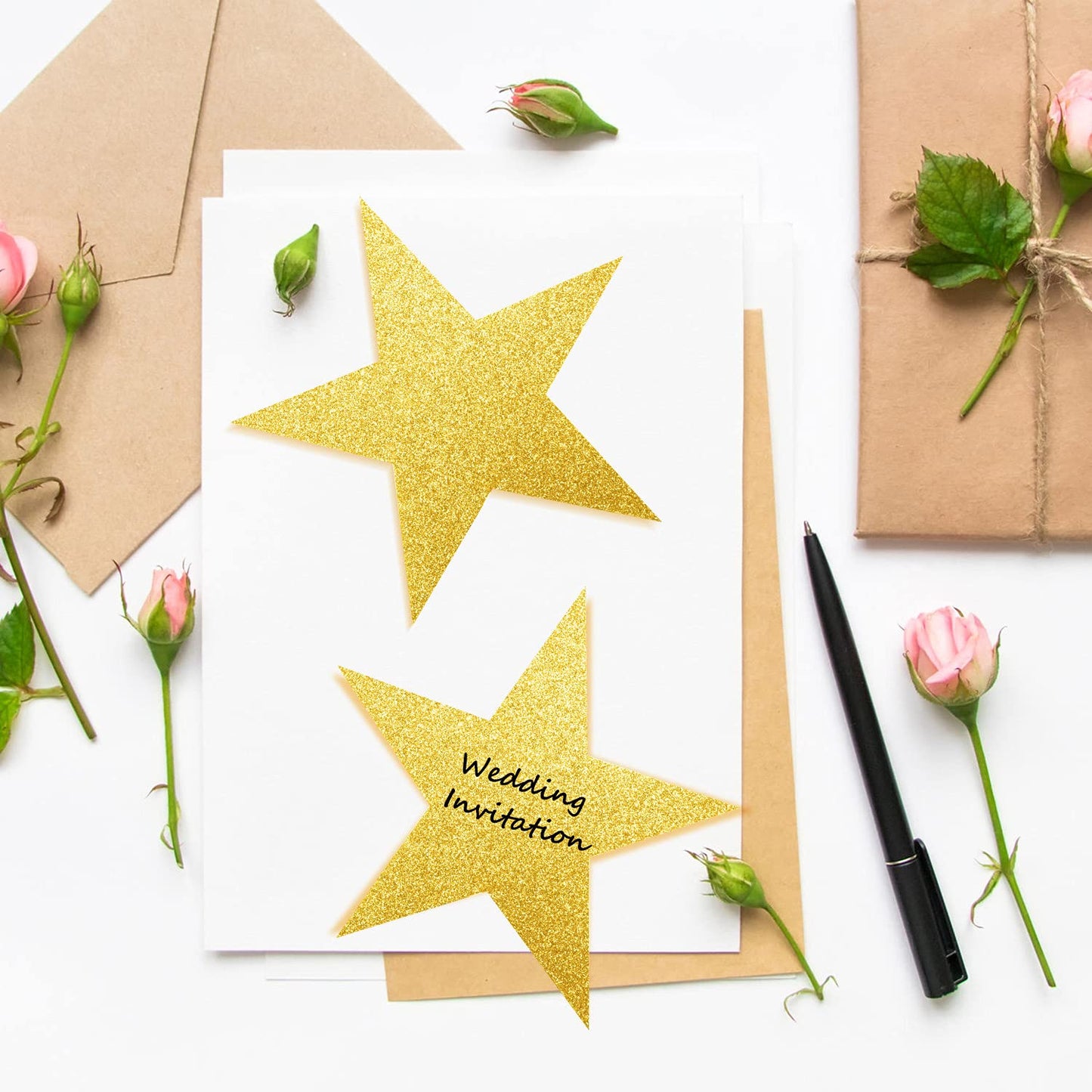 Gejoy 80 Pieces Gold Glitter Stars Cutouts Gold Stars Decoration Double Printed Paper Star for Movie Night Bulletin Board Decoration Classroom Wall Graduation Party Decorations 6 Inches