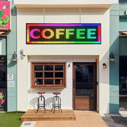 IFHSHYH P10 Outdoor Led Sign 52”x14” RGB Full Color WiFi Programmable Bright LED Scrolling Message Display Board, Perfect Solution for Advertising