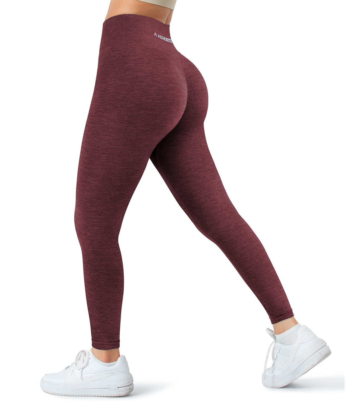 A AGROSTE Women Seamless Workout Leggings with Pockets Scrunch Butt Lifting Gym Leggings High Waisted Yoga Pants
