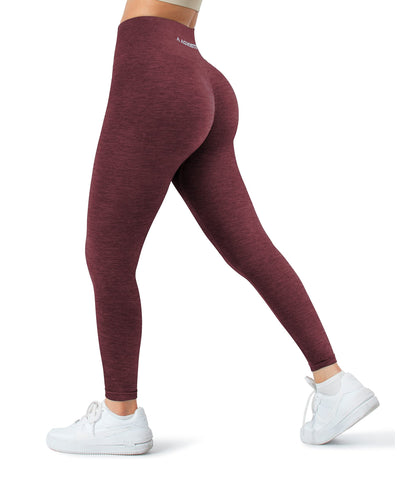 A AGROSTE Women Seamless Workout Leggings with Pockets Scrunch Butt Lifting Gym Leggings High Waisted Yoga Pants
