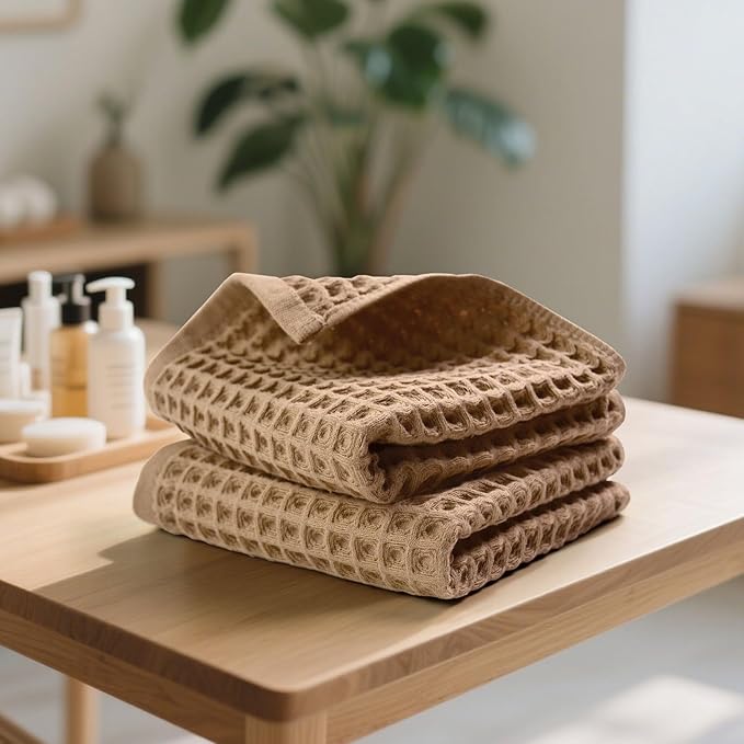 Jacquotha Waffle Bathroom Hand Towels 2-Piece – Cotton, Lightweight, Lint Free