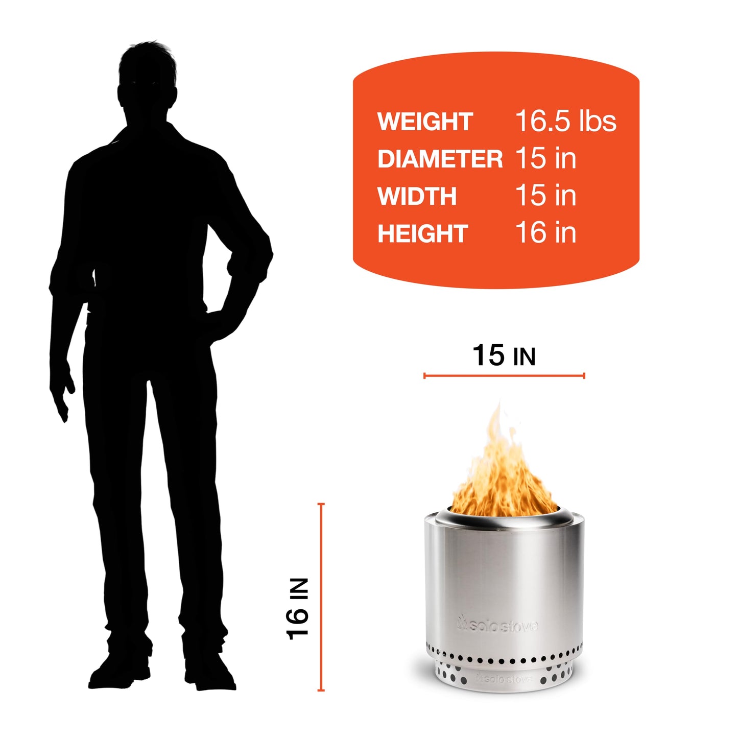 Solo Stove Ranger 2.0 with Stand - 15 Inch Smokeless Portable Fire Pit - Lightweight Outdoor Fireplace with Removable Ash Pan, Stainless Steel, Carry Case Included, Ideal for 2-4 People, 16.5 lbs
