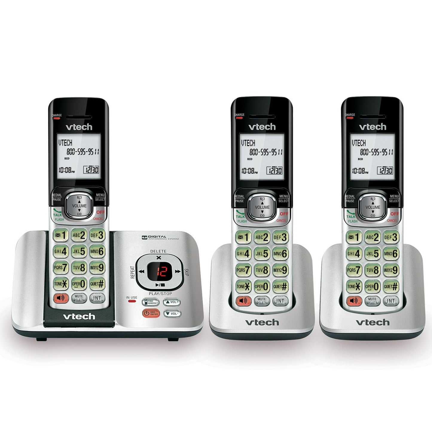 VTech CS6719-2 2-Handset Cordless Phone with Caller ID/Call Waiting, Handset Intercom & Backlit Display/Keypad, Silver