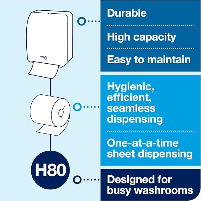 Tork Hand Towel Roll Natural White H80, 100% Recycled Fiber, 6 Rolls x 800 ft