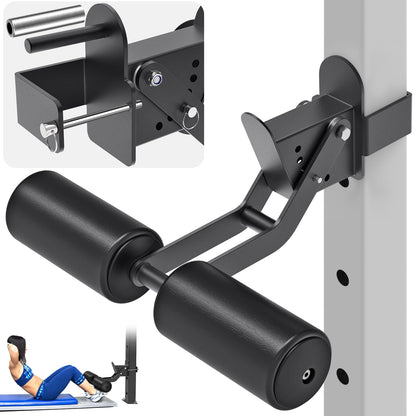 Kipika Nordic Hamstring Curl Squat Rack Attachment for Power Rack with 5/8" or 1" Hole - Adjustable Leg Hold Down Attachment with Premium Leather Surface (for 3" x 3" Power Cage with 5/8" or 1" Hole)
