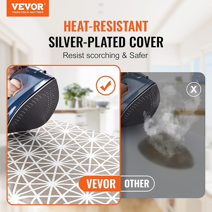 VEVOR Ironing Board with Large 43 x 13 Ironing Surface, Thickened 4 Layers Iron