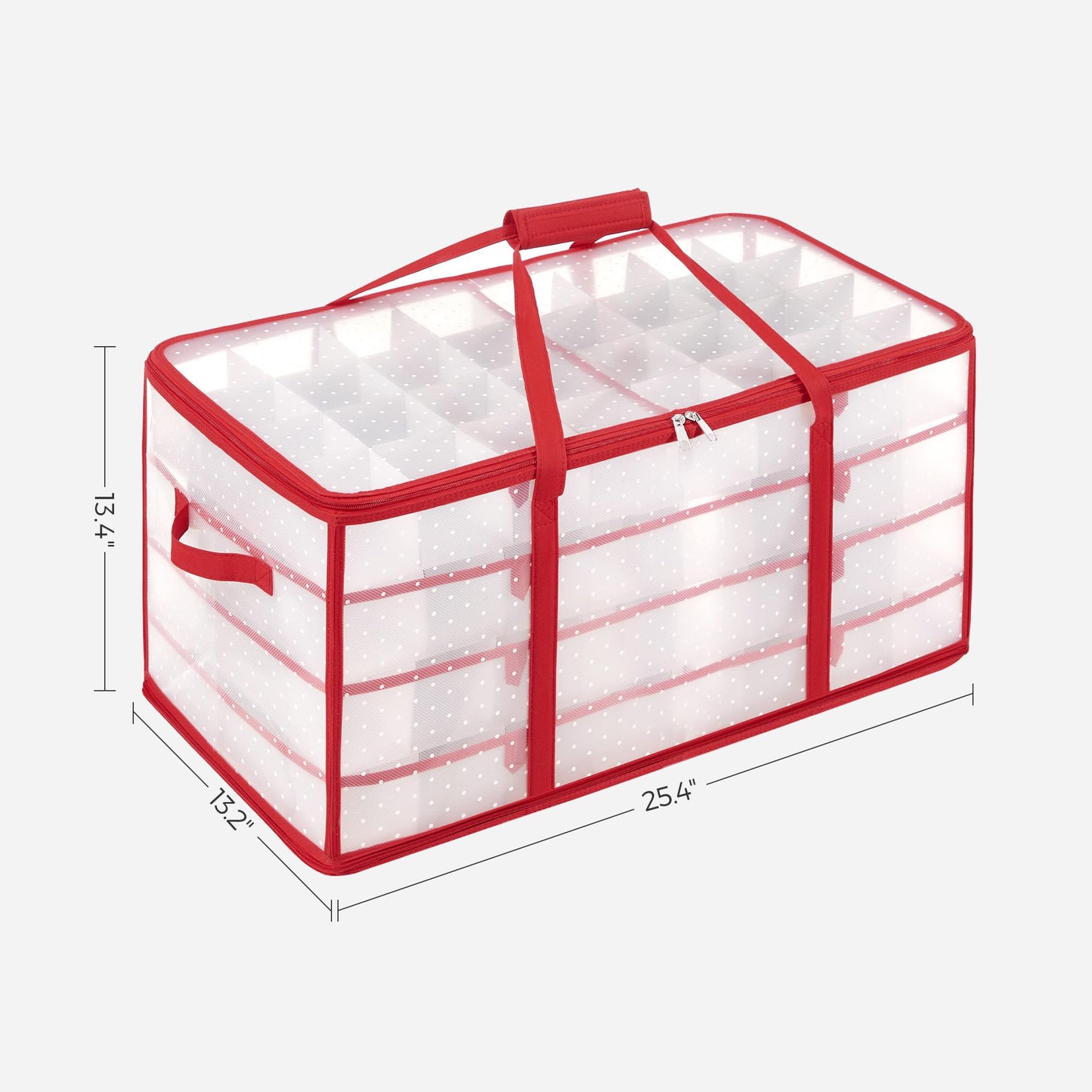 SONGMICS Large Christmas Ornament Storage Boxes, 3-Inch Balls, 8 Trays, 128 Slots, Plastic Christmas Storage Container with Lid, Dual Zippers, Side Handles, Cherry Red URFB029T01