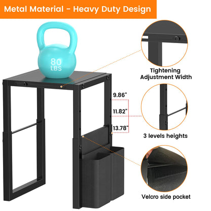 Locker Organizer Shelf, Metal Adjustable Width and Height, Ideal Locker for School, Office, and Gym Lockers, Extends Locker Storage Organization with Pockets, Black