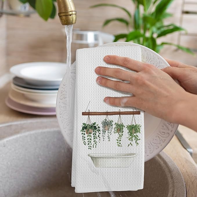 Sage Green Botanical Hand Towels