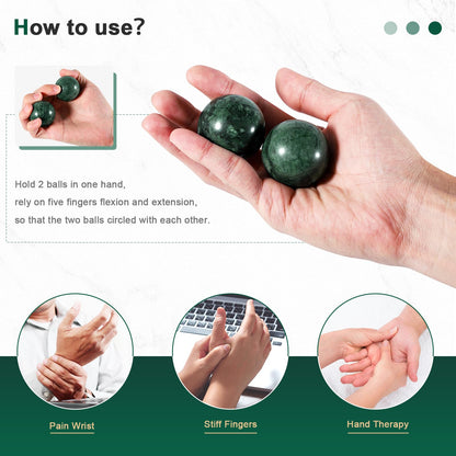 Learay 2Pcs Baoding Balls, Baoding Balls for Hand Therapy, Chinese Health Exercise Massage Balls with Carry Pouch for Stress Relief Meditation Ball(Green/1.57 inch)
