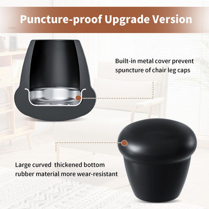 Ezprotekt 1" Rubber Chair Leg Caps, 24 Pcs Round Non-Slip Chair Leg Floor Protectors, Furniture Stool Leg Feet Covers for Bar, Tables, Patio Metal Legs, Black (M Fit: 0.87" - 1")