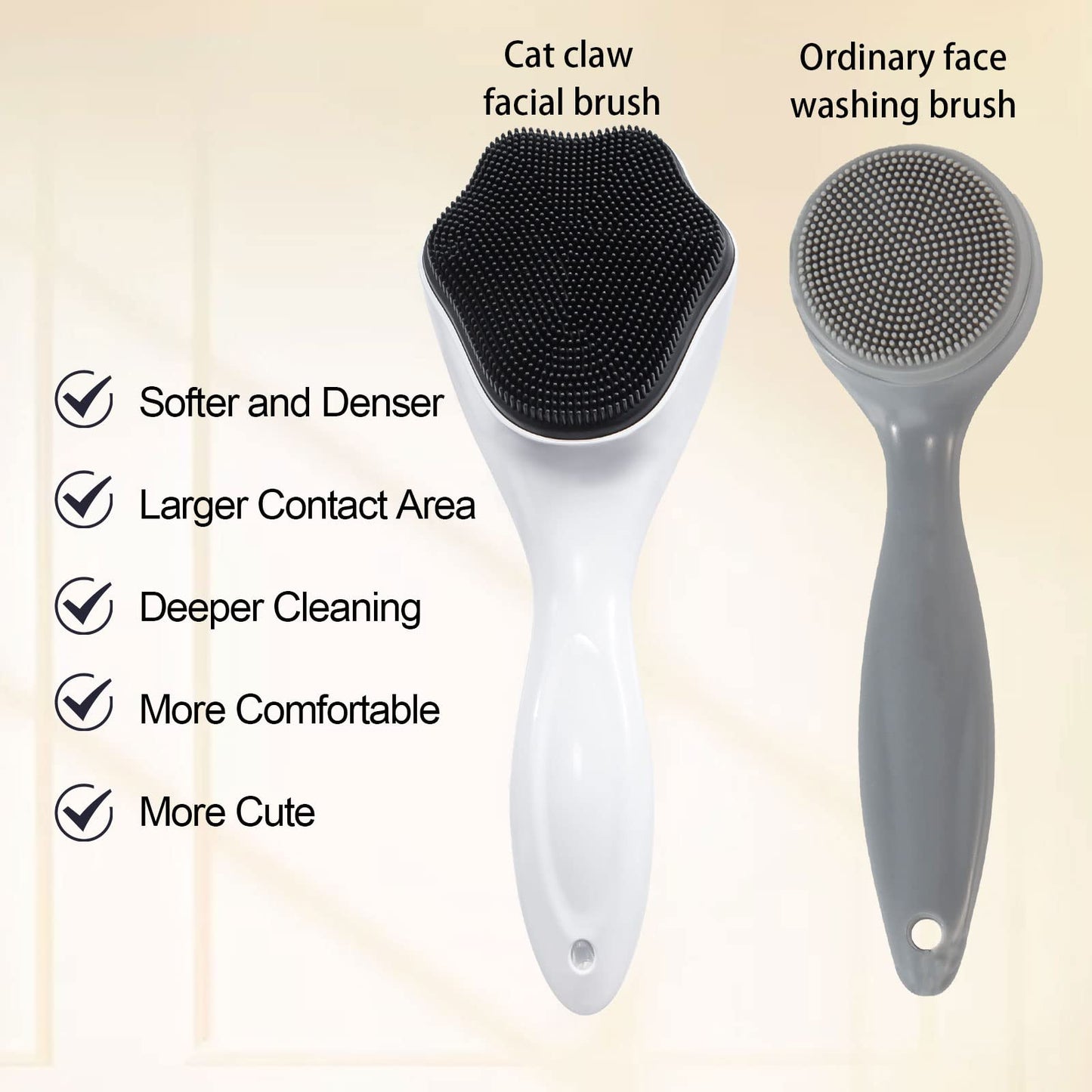 2 Pack Silicone Face Scrubber Exfoliating Brush, Manual Handheld Facial Cleansing Brush Blackhead Scrubber, Soft Bristles Waterproof for Face Skincare (Round-Pink)