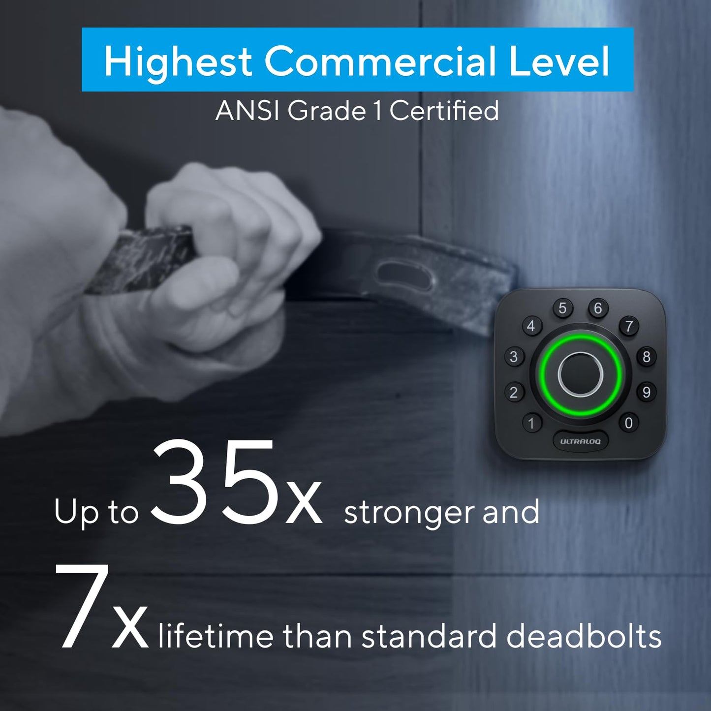 ULTRALOQ U-Bolt Pro WiFi Smart Lock with Door Sensor, 8-in-1 Keyless Entry Door Lock with Fingerprint ID, App Remote Control, Built-in WiFi Keypad Deadbolt, Auto Unlock, IP65 Waterproof, Easy Install