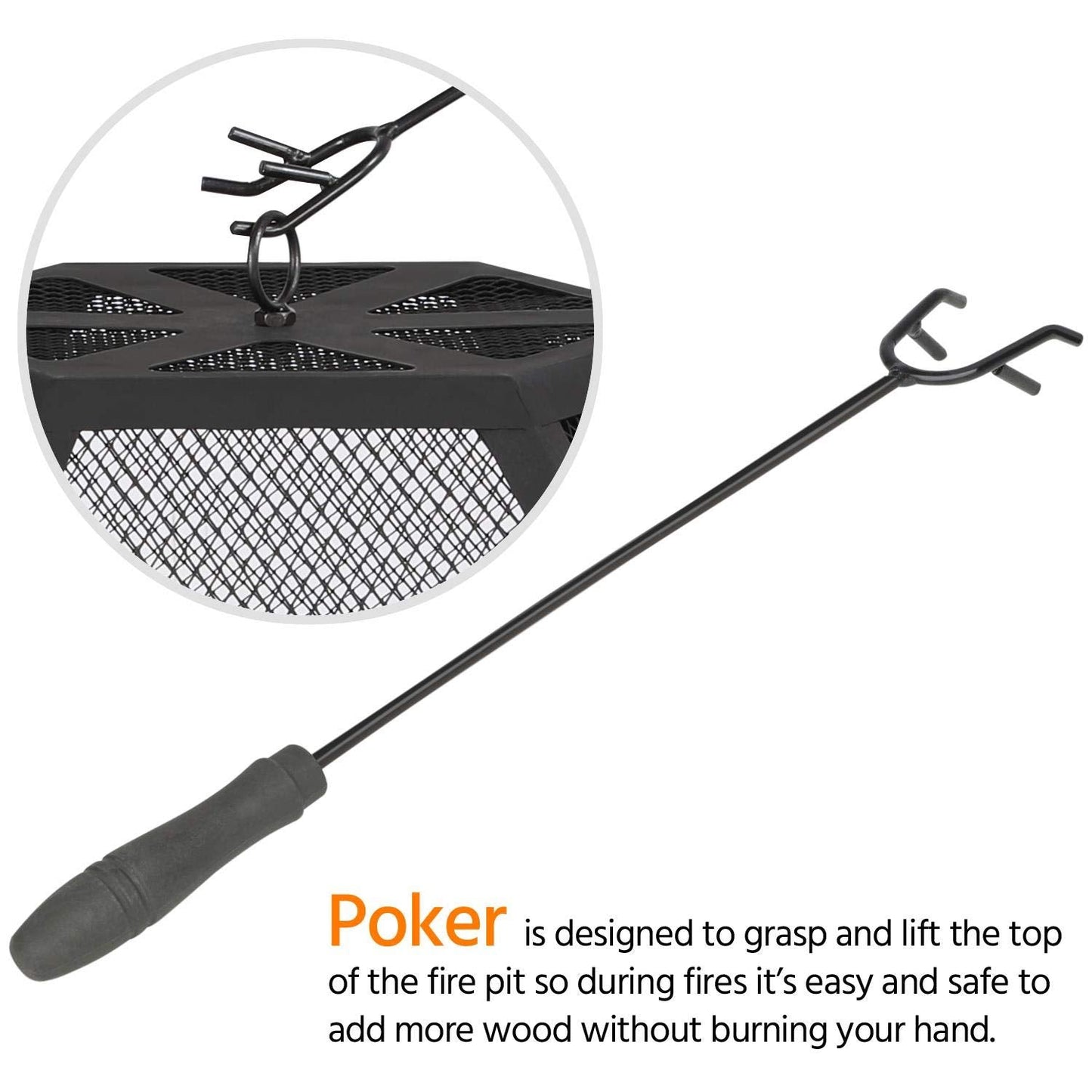 Yaheetech Fire Pit Heavy Duty Fire Bowl Large Fire Pit with Mesh Poker for Outside Patio Heater/Camping Bonfire/Garden/Backyard/Poolside, Hexagon Shaped, Black