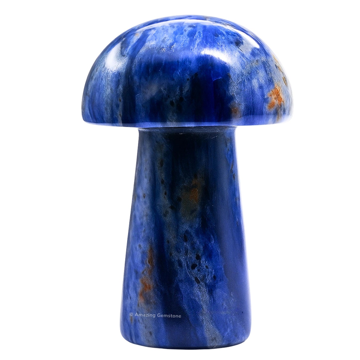 Amazing Gemstone Sodalite Crystal Mushroom Decor Aesthetic Small Crystals - 2" Little Mushroom Decorations for Home, Office, Room Table Mini Crystals Stone Mushrooms DIY Gifts