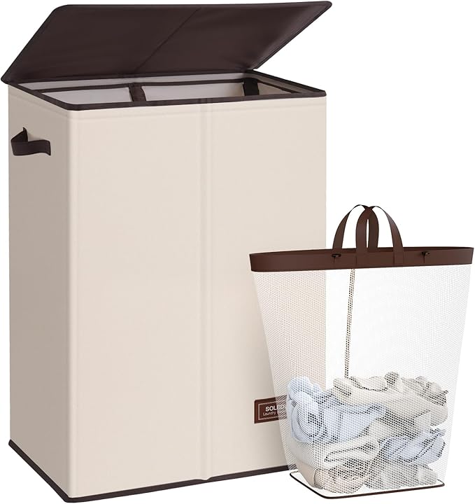 SOLEDI Laundry Hamper with Lid 130L Large & Tall Collapsible Laundry Basket