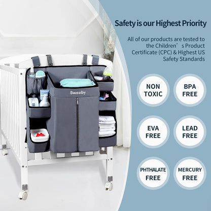 Sweeby Diaper Organizer for Changing Table and Crib - Nursery Diaper Stacker Hanging Caddy for Baby Essentials