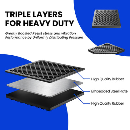 Exercise Equipment Mat 5.11x5.11x0.55in 6pcs, Heavy Duty Thick Steel Embedded Rubber Mat, Anti Slip/Noise Reduction/Vibration Resistance, Treadmills Equipment Pads, Used for Carpets, Wooden Floors