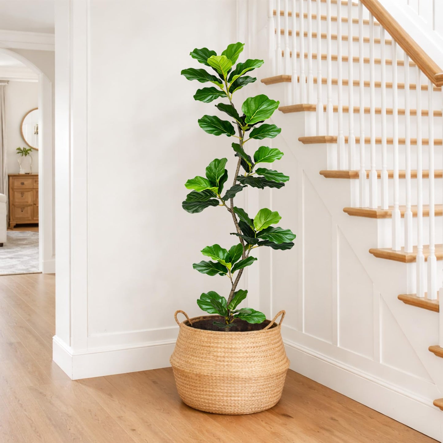 LeafVerse Artificial Fiddle Leaf Fig Tree-5 FT Fake Plant with Nursery Planter,Fake Plants for Home Office Living Room Decor Indoor